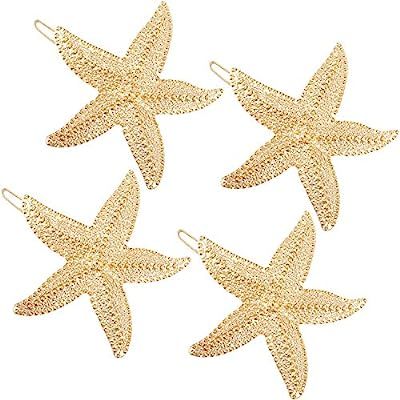 4 Pieces Starfish Hair Clip Metal Starfish Hairpin Sea Star Hair Clip Beach Hair Pins for Women H... | Amazon (US)