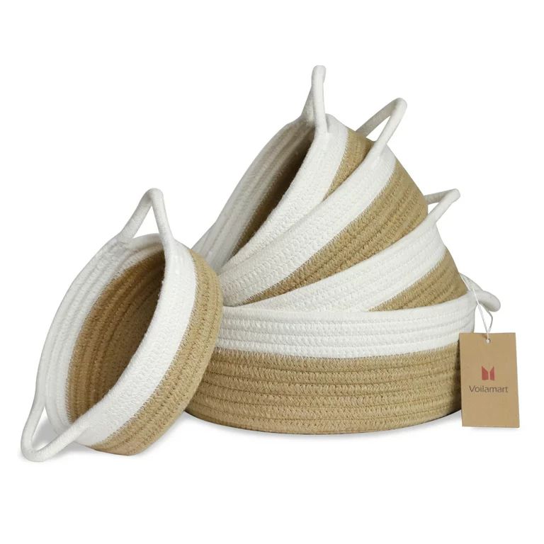 Voilamart Woven Storage Baskets with Handles, Nesting Cotton Rope Baskets Woven Storage Bin for N... | Walmart (US)