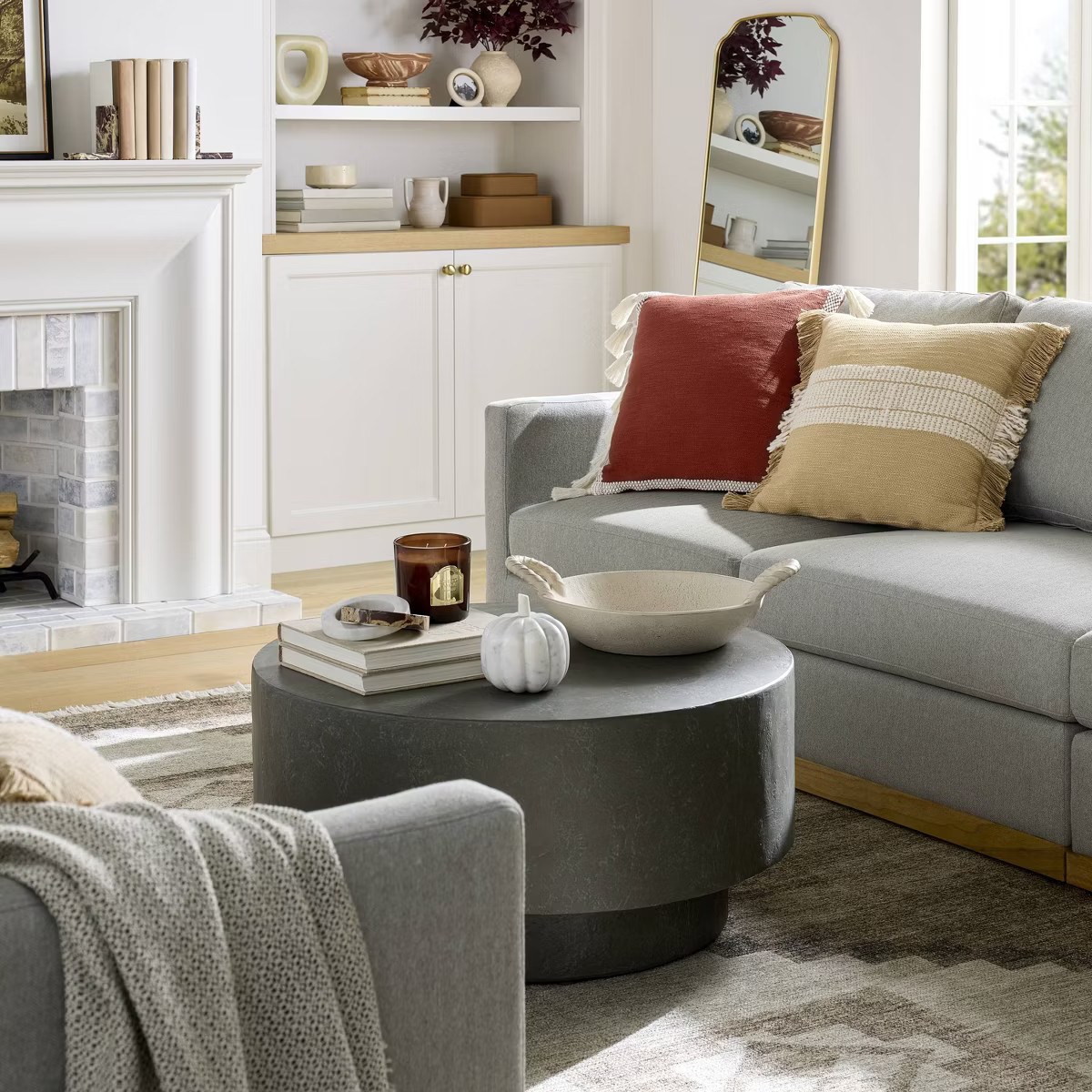 Woven Striped Square Throw Pillow Neutral/Cream: Fringed Trim, Cotton, Indoor - Threshold™ desi... | Target