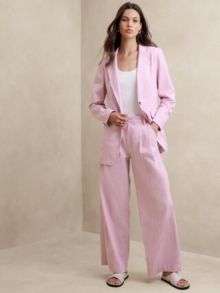 Linen-Blend Long and Lean Blazer | Banana Republic Factory
