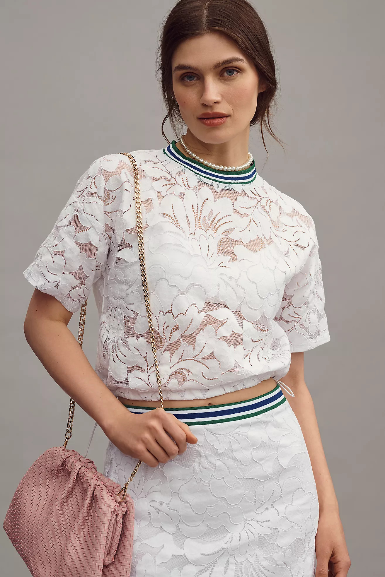Maeve Short-Sleeve Lace Pullover Top | Anthropologie (US)