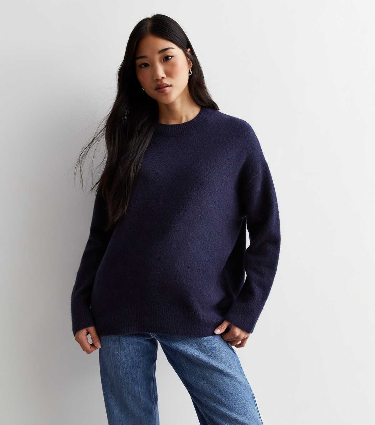 Navy Crew Neck Oversized Jumper | New Look | New Look (UK)