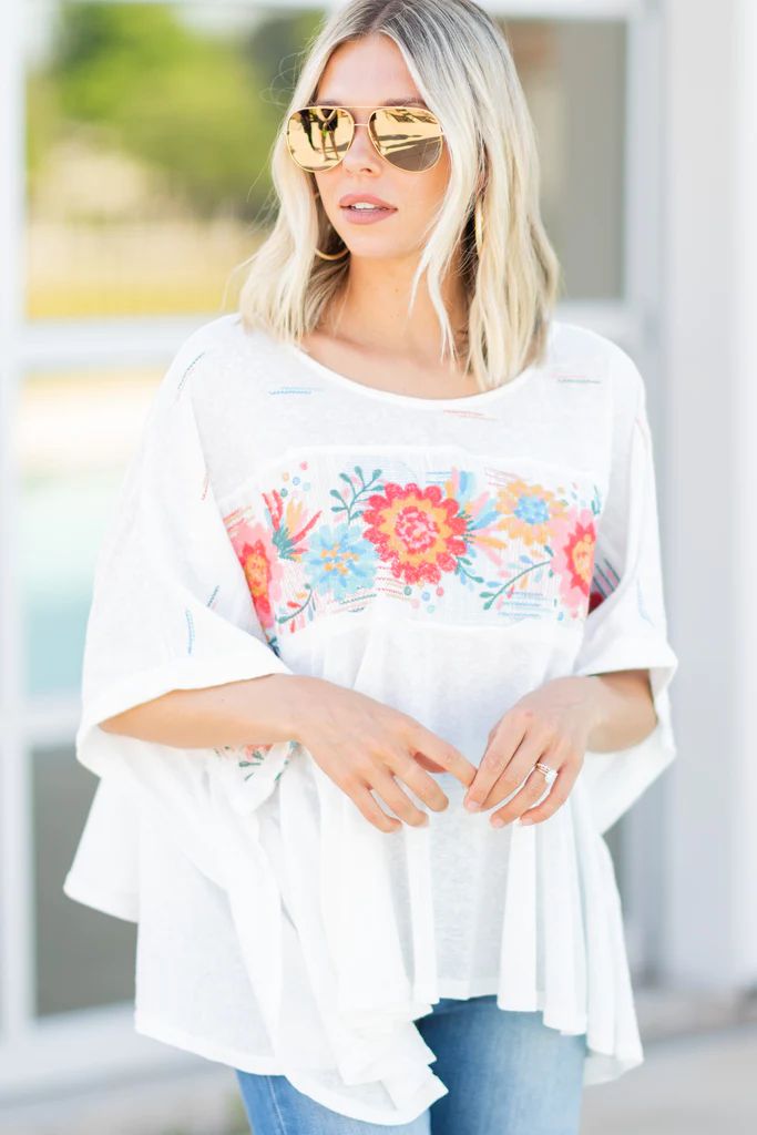 Can't Stop Now Ivory White Embroidered Top | The Mint Julep Boutique