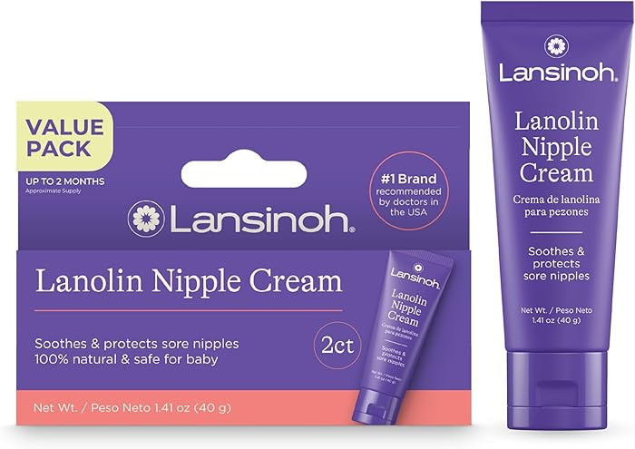Lansinoh Lanolin Nipple Cream Safe for Breastfeeding Baby, 100% Natural Nipple Butter for Mom, Br... | Amazon (US)