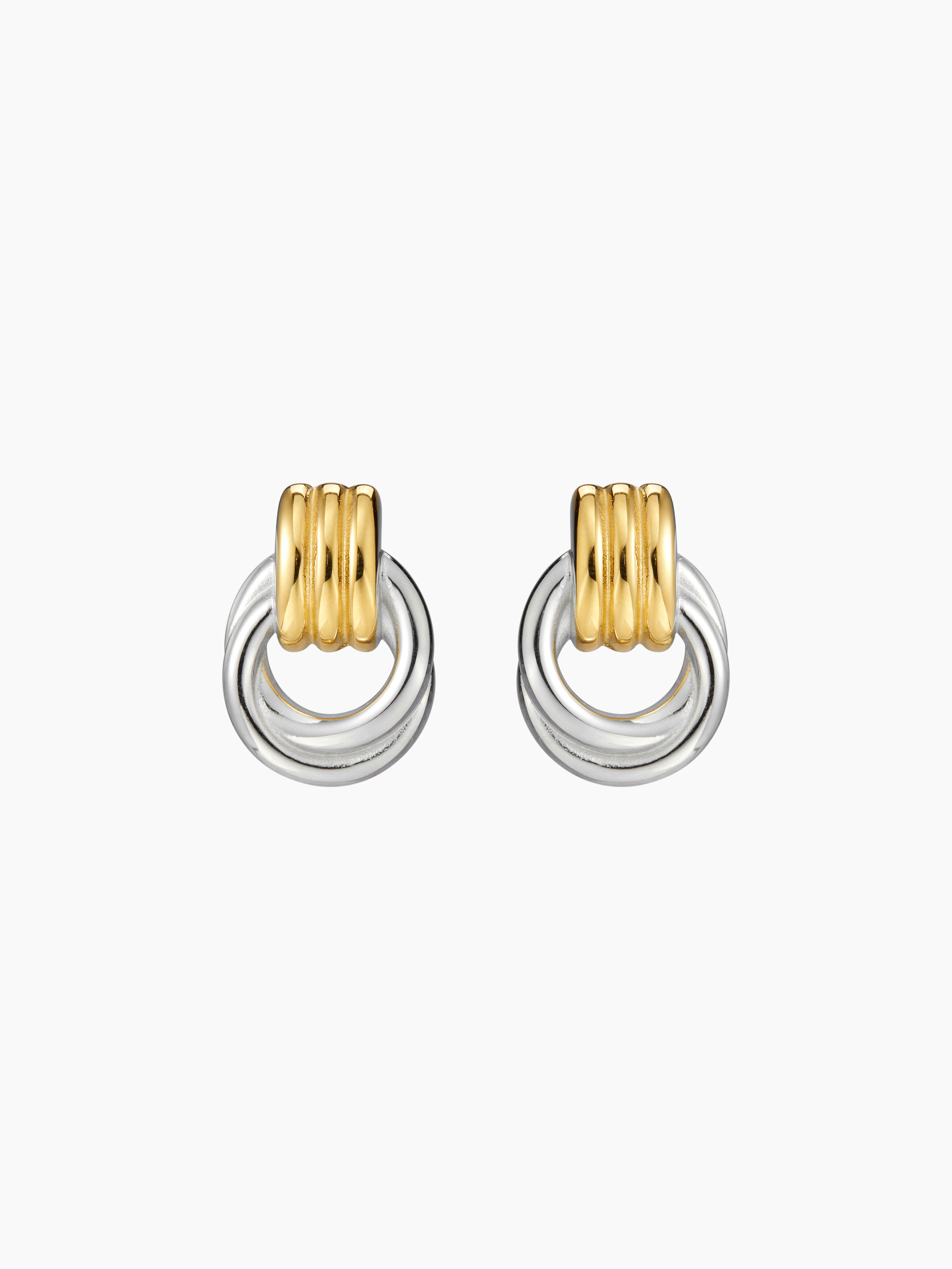 Stainless Steel DOUBLE KNOT MIXED METAL 18K GOLD PLATED STAINLESS STEEL STUD EARRING For Date Mus... | Cider