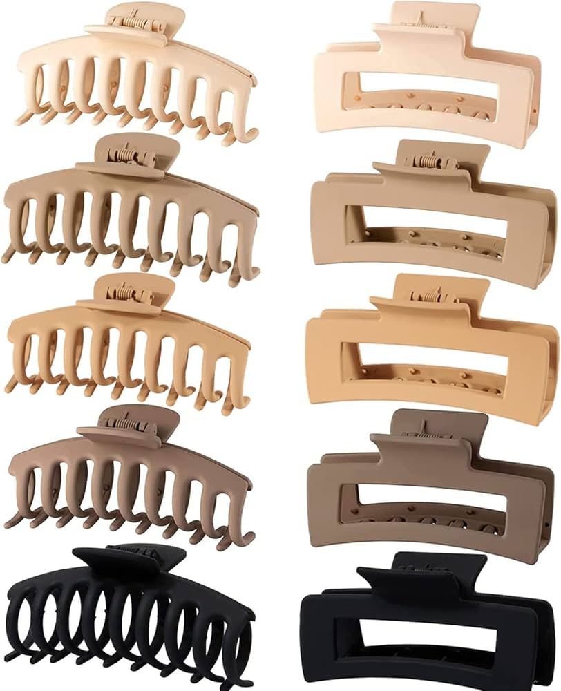 10 PCS 4.4" Large Hair Clips,Claw Clips,FDBJulyy Hair Clips for Women & Girls,2 Styles 5 Colors 1... | Amazon (US)