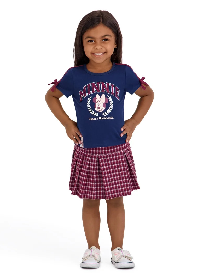 Minnie Mouse Toddler Girls Plaid Skort Set, Sizes 12 Months - 5T | Walmart (US)