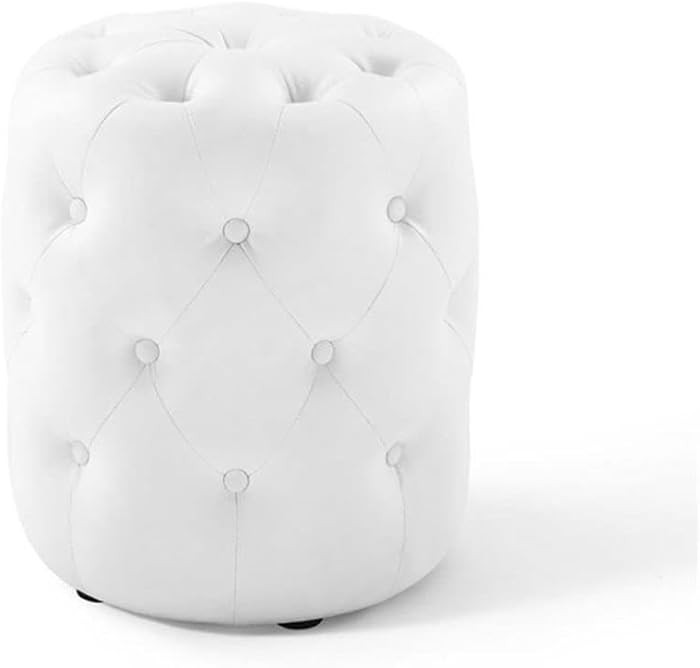 Modway EEI-3777-WHI Anthem Tufted Button Round Faux Leather Ottoman, White, Round Ottoman | Amazon (US)