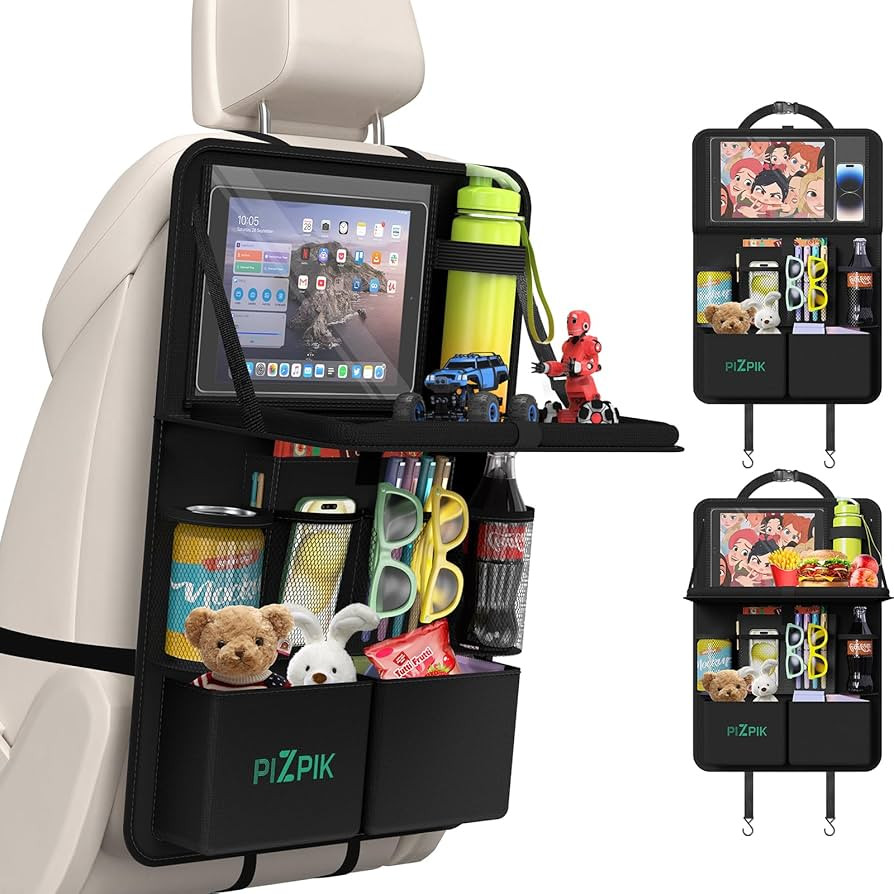 Plzpik Car Backseat Organizer with Tablet Holder,11 Storage Pockets with Foldable Food Tray, Prot... | Amazon (US)