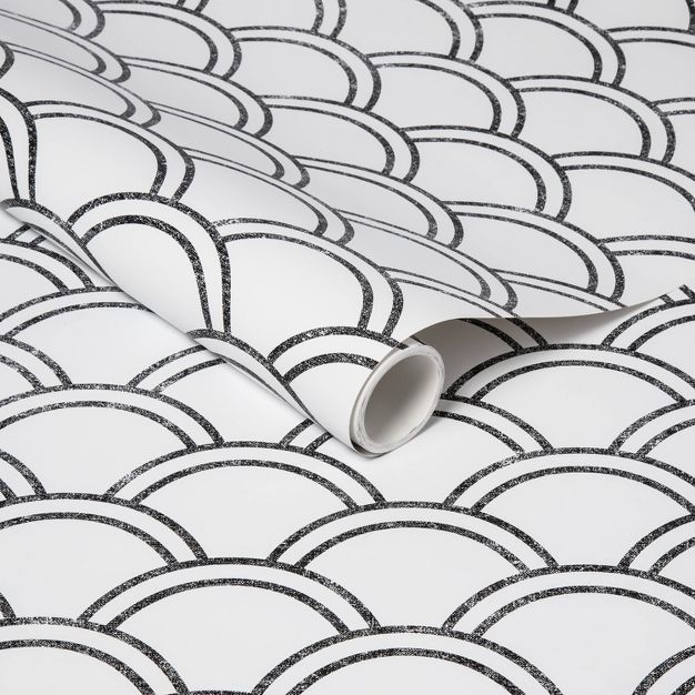 Scallops Peel & Stick Wallpaper Black/White - Opalhouse™ | Target