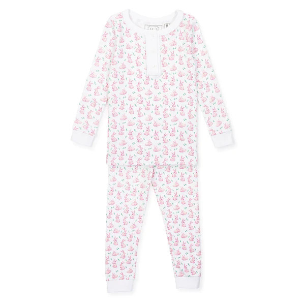 Alden Girls' Pima Cotton Pajama Pant Set - Bunny Hop Pink | Lila and Hayes