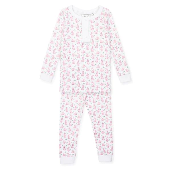 SALE Alden Girls' Pima Cotton Pajama Pant Set - Bunny Hop Pink | Lila and Hayes