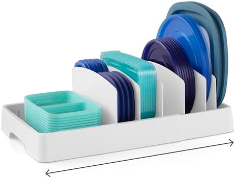 YouCopia StoraLid Food Container Lid Organizer, Expandable with Tall Dividers, White | Amazon (US)