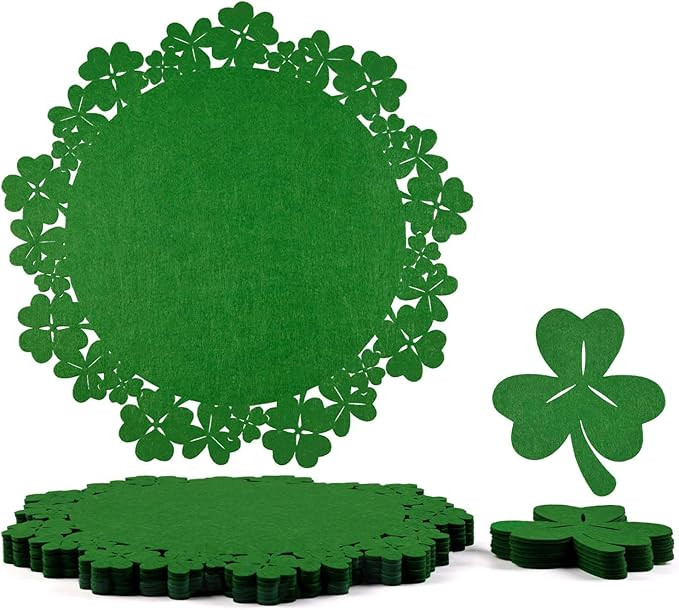 Noctiflorous St. Patrick’s Day Shamrock Round Felt Placemats with Coasters Set of 6 Table Decor... | Amazon (US)