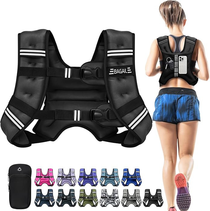 BAGAIL Weighted Vest, 5lb/8lb/10lb/12lb/15lb/20lb/25lb/30lb Weight Vest for Walking & Weight Loss... | Amazon (US)
