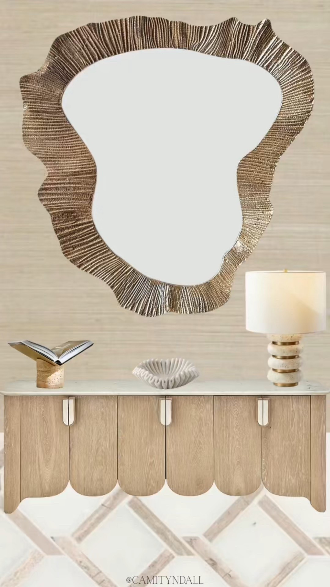 Neutral + texture = the ultimate combo 🤍✨  Loving the mix of sculptural details + natural textures in this console moment 

#interiordesign #homedecor #entryway #interiors 

#LTKSaleAlert #LTKHome #LTKStyleTip