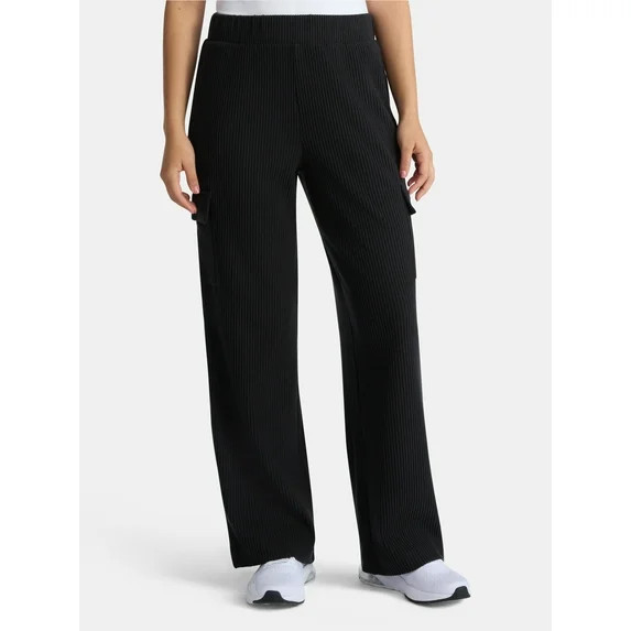 Avia Women's Corded Wide-Leg Cargo Pants, 30'' Inseam, Sizes XS-3XL | Walmart (US)
