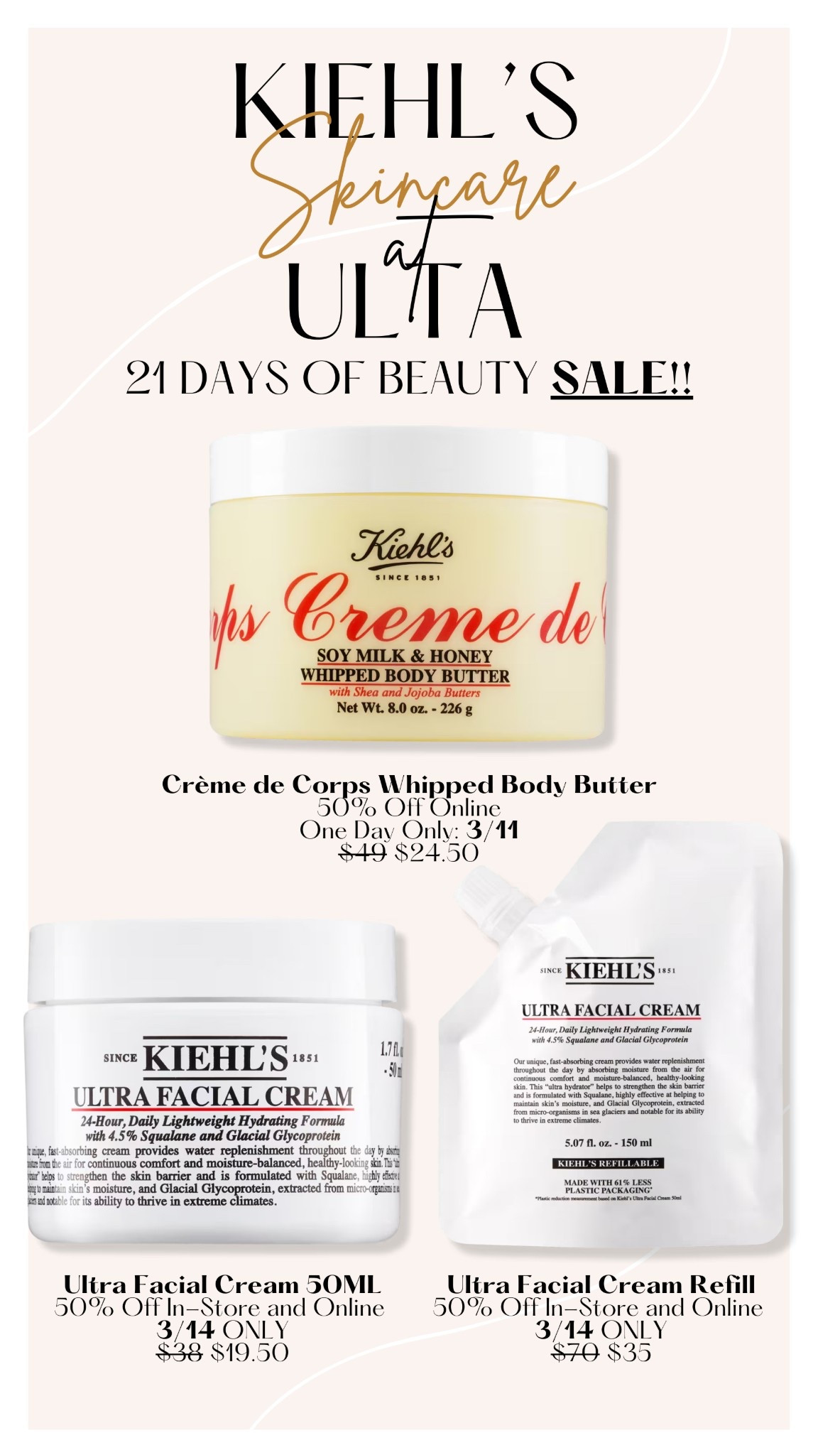 Kiehl’s products on sale during Ulta’s 21 Days of Beauty SALE! 

#kiehls #giftedbykiehls

#LTKBeauty