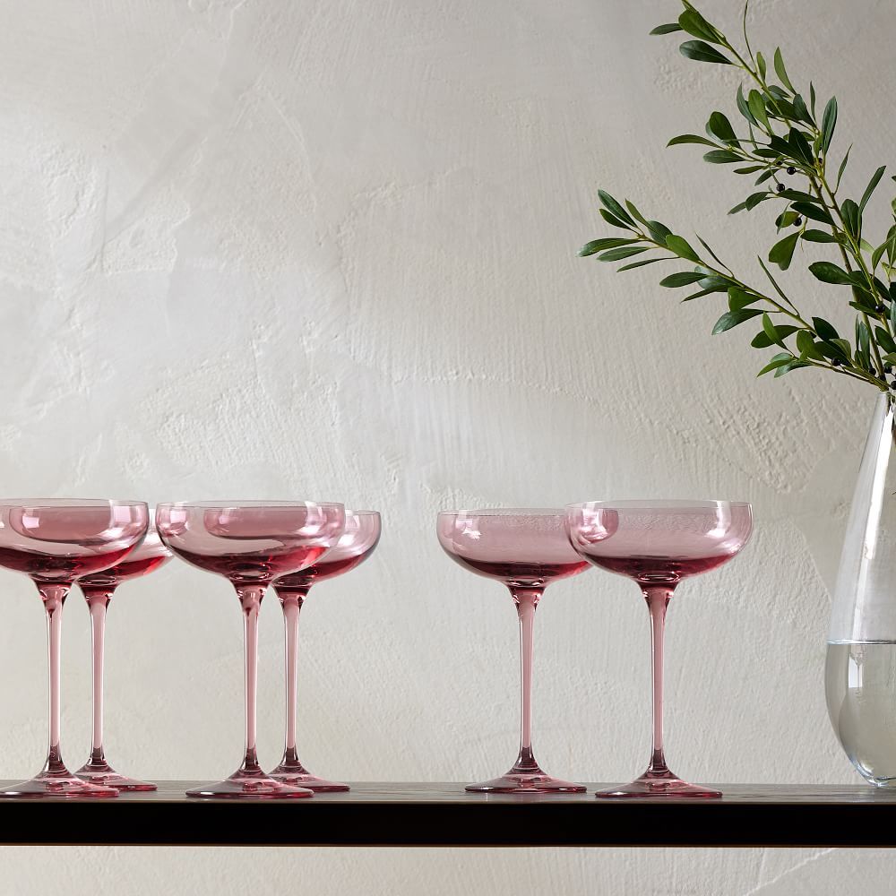 Estelle Colored Glass Champagne Coupe (Set of 6) | West Elm (US)