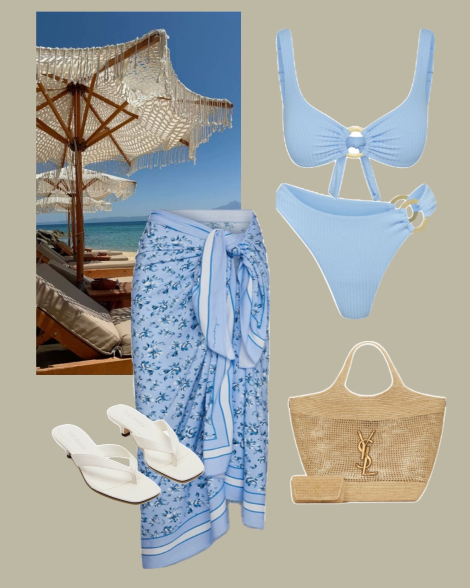 beach vacation outfit idea ☀️🏝️ 

blue bikini, white thong kitten heels, summer vacation style, blue floral swim wrap, swimwear, elevated beach outfit, pool party outfit, beach club outfit idea, girls trip outfit at the beach 

#LTKTravel