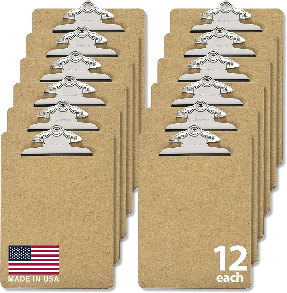 Officemate Recycled Wood Clipboards, 6 Inch Clip, 12 Pack Clipboards, Letter Size (9 x 12.5 Inche... | Amazon (US)