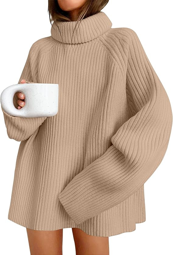 ZESICA Women's 2023 Winter Sweaters Oversized Turtleneck Long Sleeve Chunky Knitted Tunic Pullove... | Amazon (US)