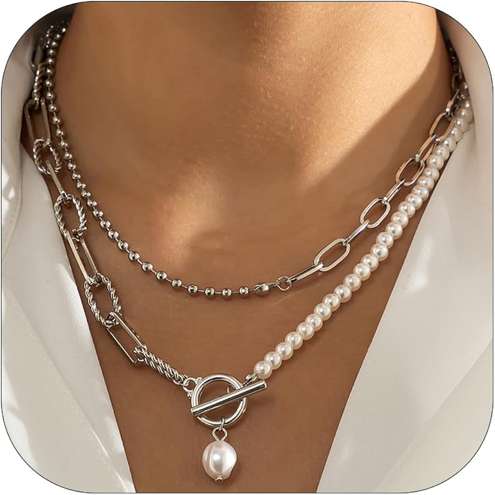 Pearl Necklace for Women Dainty Charm Necklace Layered Necklace for Women Gold Choker Necklace Sh... | Amazon (CA)