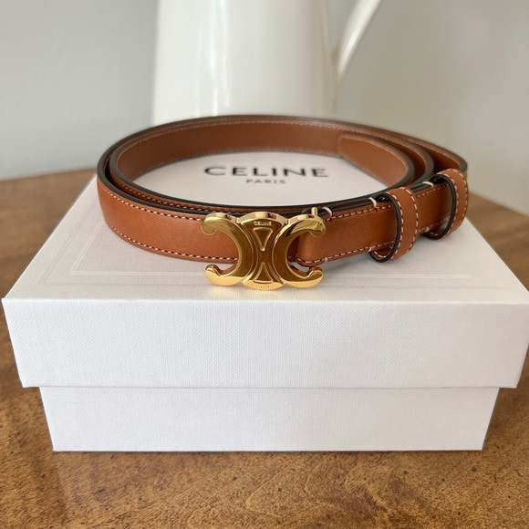 BNIB Celine Triomphe small tan belt size 85 | Poshmark