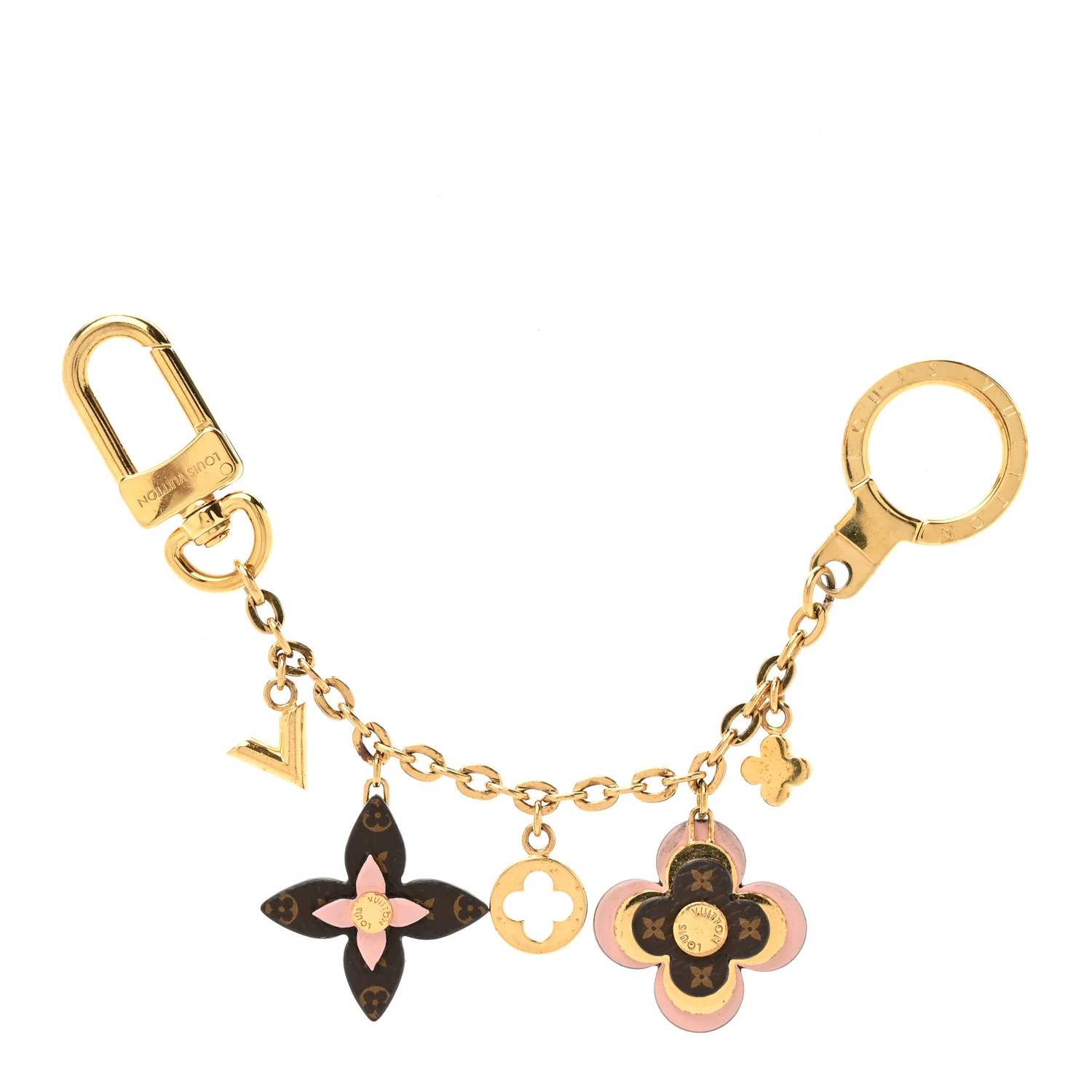 Brass Monogram Blooming Flowers Bag Charm Key Holder Rose Ballerine | FASHIONPHILE (US)