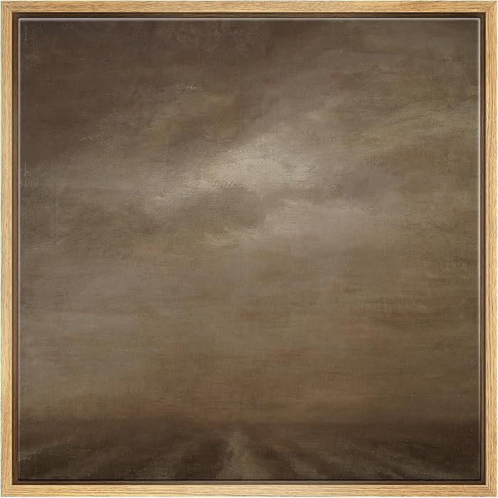 SIGNFORD Framed Canvas Print Wall Art Misty Desert Horizon Earth Tone Landscape Illustrations Rus... | Amazon (US)