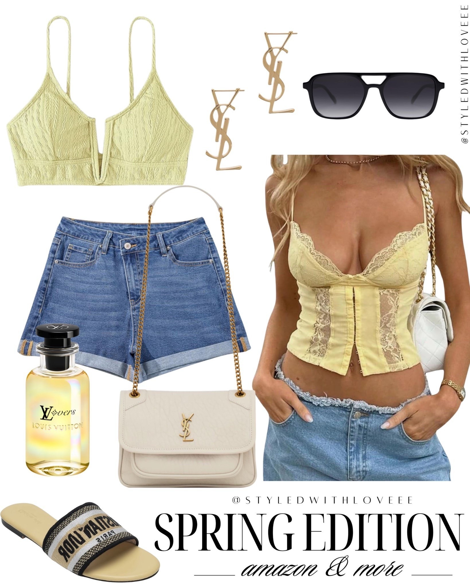 Spring styling, the easy way 💛
I paired this lace corset top with denim shorts + my go-to Amazon slides for a cute but comfy look.
Threw on oversized sunnies + this YSL crossbody to finish it off 🤌
Linked everything in my LTK!



#LTKootd #LTKPetite #LTKTravel