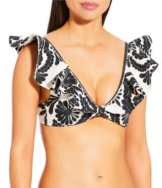 Antonio Melani Talavera Bonded Ruffle V-Neck Bralette Swim Top | Dillard's | Dillard's