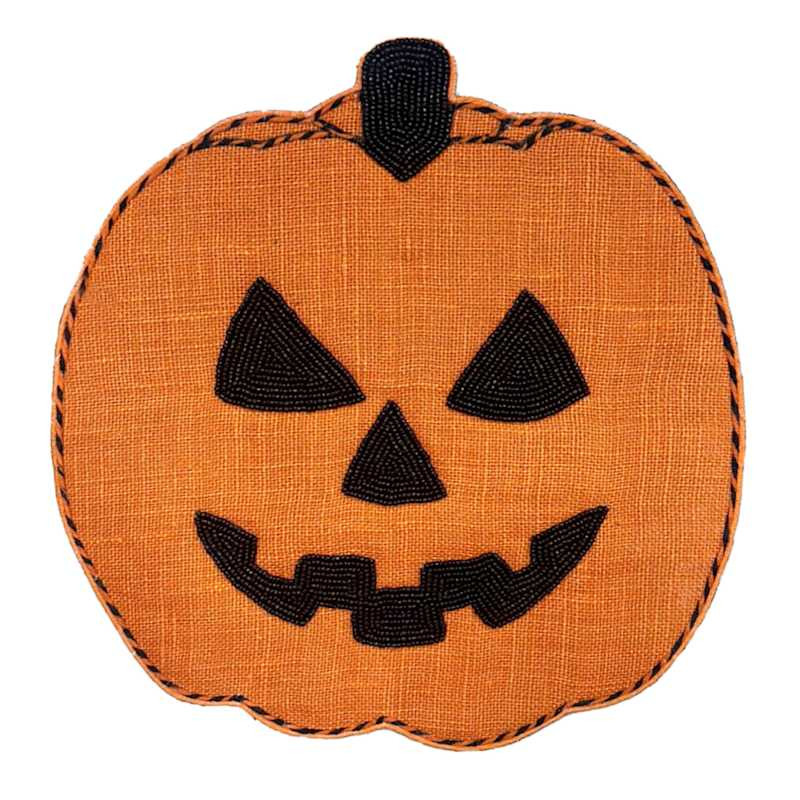 Jack-O'-Lantern Semi Beaded Placemat, 15", Polyester, sold by At Home | At Home