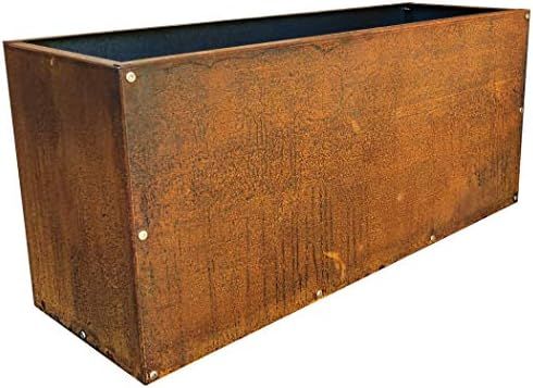 DIY CARTEL Corten Steel Rectangular Planter Box | Modern Farmhouse Rustic Design | Outdoor Metal ... | Amazon (US)