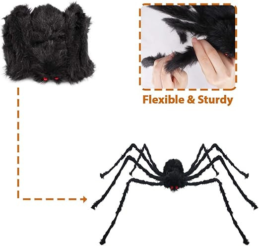 Pawliss Halloween Decorations, 2 Pcs 79.2 Inches Giant Halloween Spider, Halloween Decorations Ou... | Amazon (US)