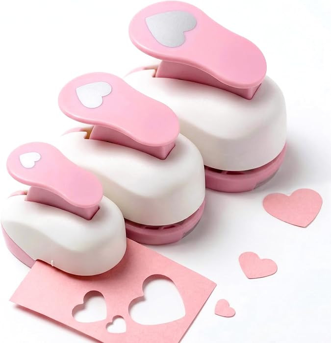 3PCS Pink Heart Shape Hole Punch Set, High Precision Design | Amazon (US)