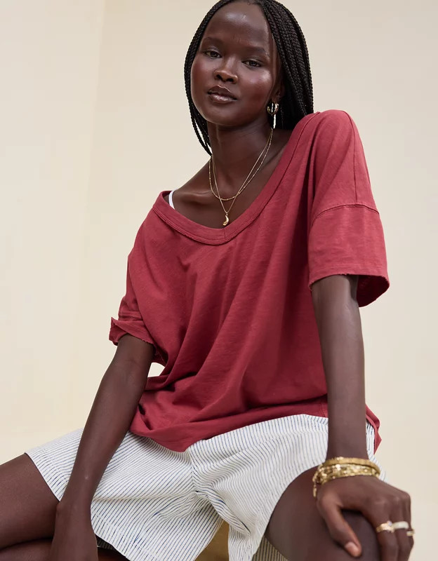 Aerie Oversized V-Neck Boyfriend T-Shirt | Aerie