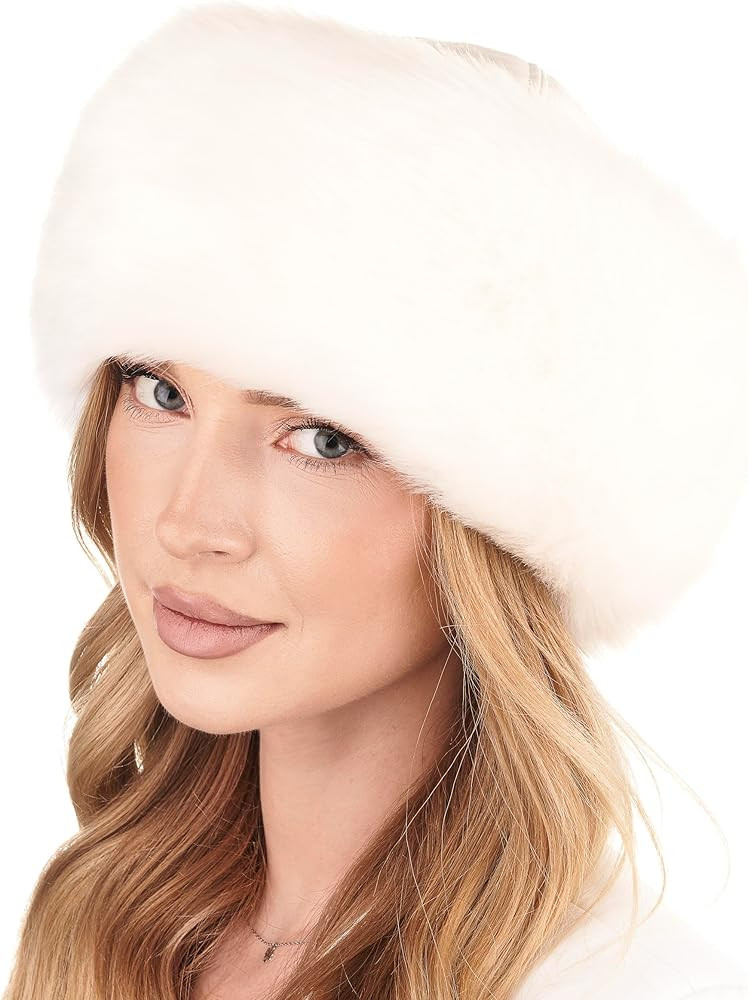 Futrzane Siberian Trim Hat - Womens Leather Faux Fur Hats - Elegant Russian Hat | Amazon (US)