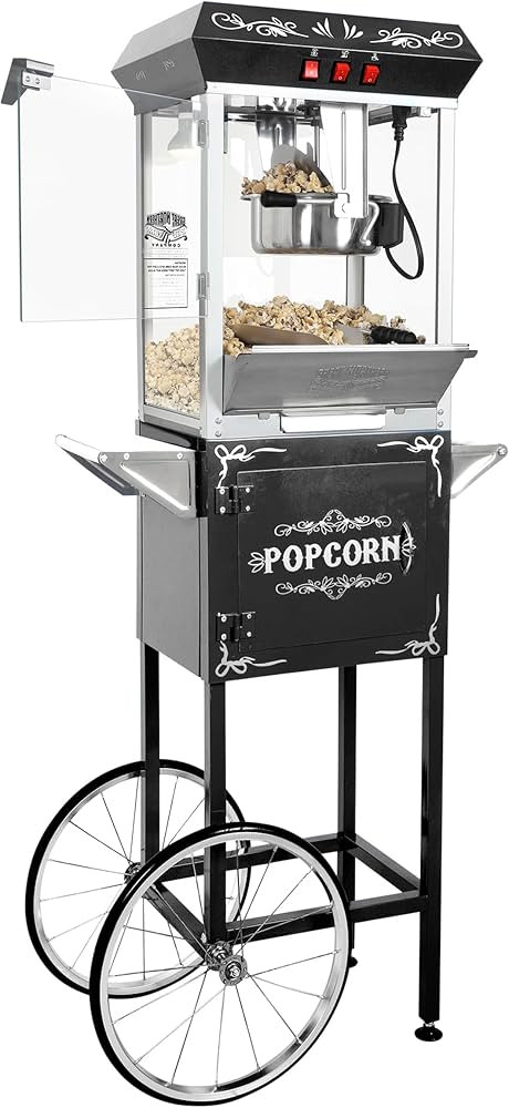 Foundation Popcorn Machine with Cart - 8oz Popper with Stainless-Steel Kettle, Warming Light, and... | Amazon (US)