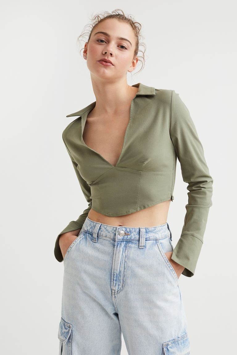 Corset-style V-neck Shirt | H&M (US + CA)