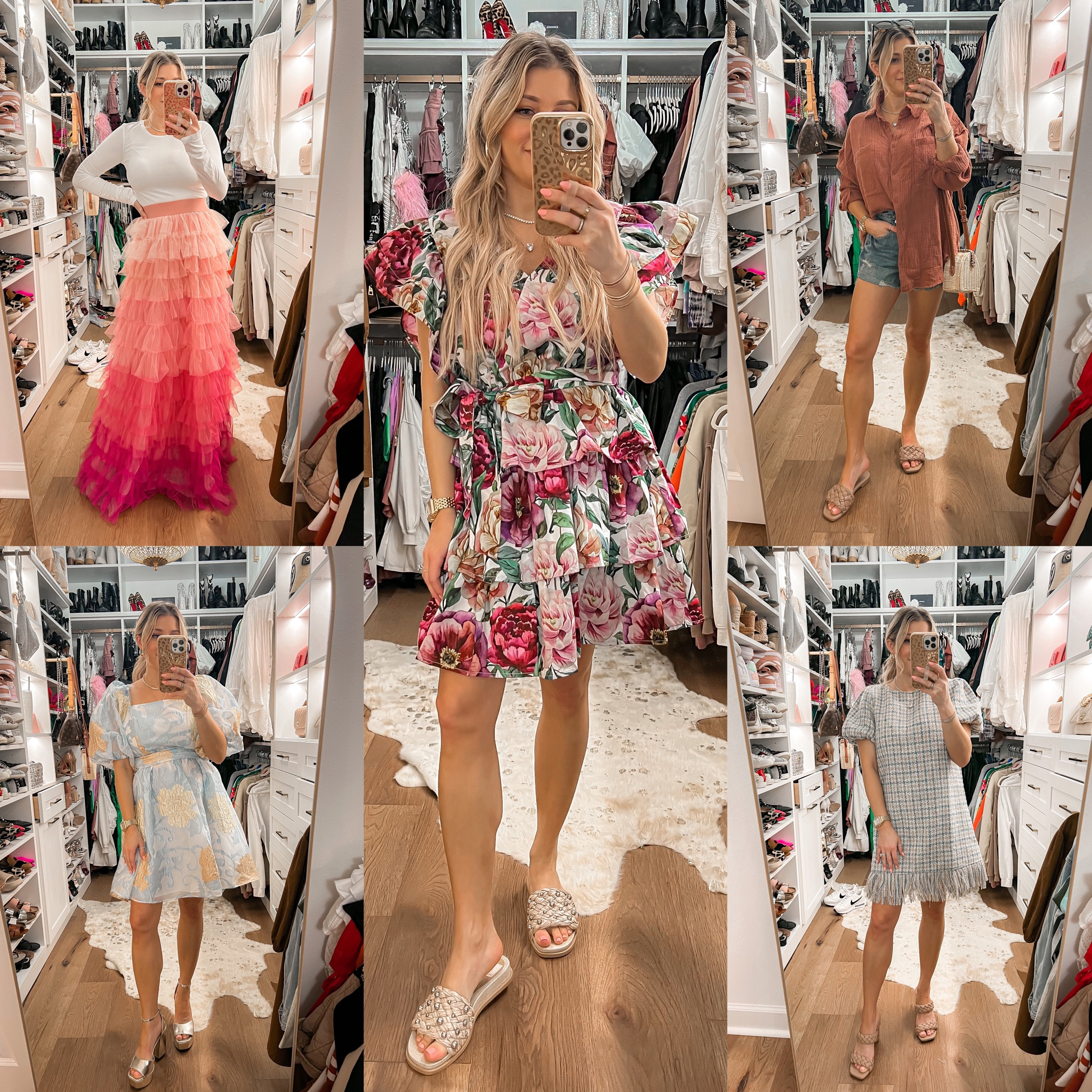 Wearing size small in tweed dress, skirt, denim shorts and button down top, medium in blue dress and floral dress 

Red dress; #christianblairvordy 

#LTKunder50 #LTKstyletip #LTKunder100