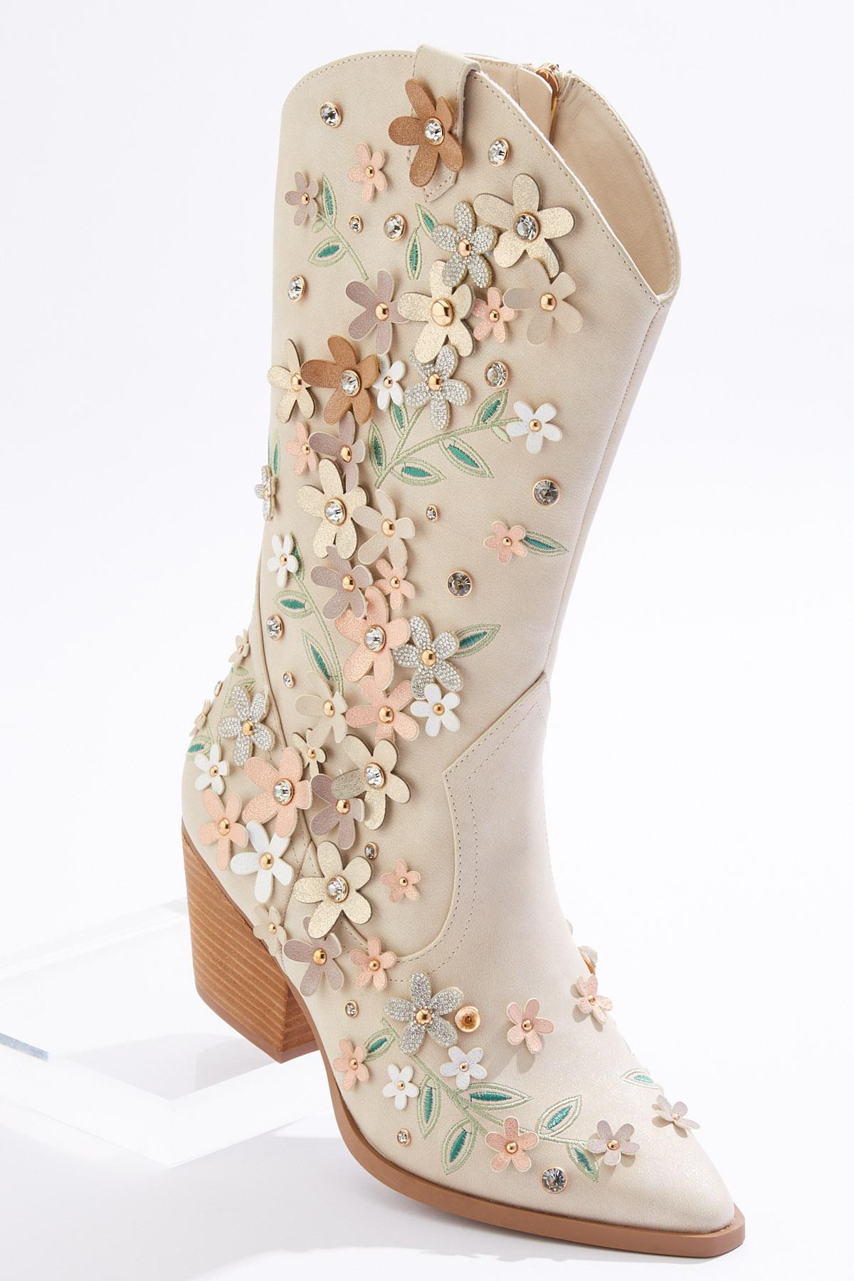 3d Flower Western Boots | Cato Fashions