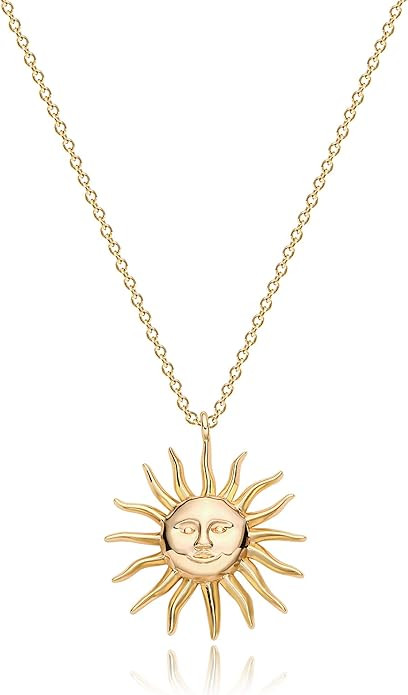 MEVECCO Dainty Gold Sun Moon Necklace for Women 18k Gold Plated Moon and Sun necklace Pendent Nec... | Amazon (US)