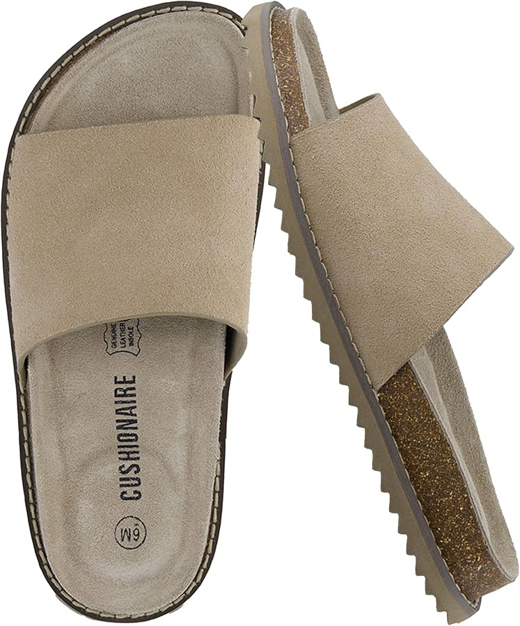 CUSHIONAIRE Ritual Women’s Slide Sandal – Suede Slip-On with Cork Footbed, Contoured Insole &... | Amazon (US)