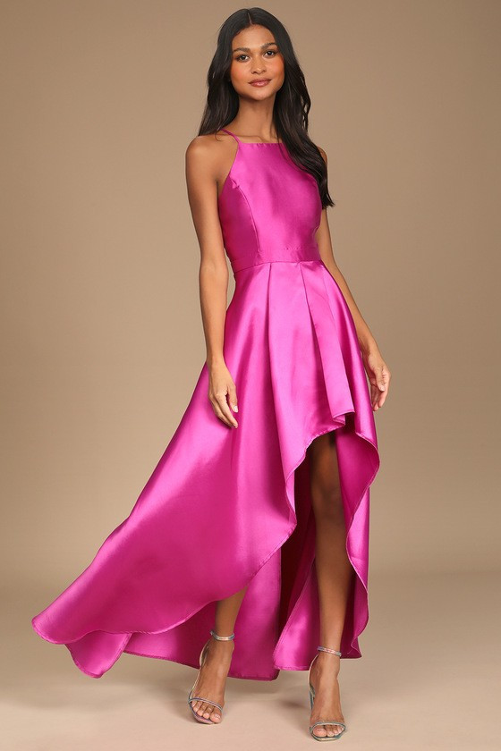 Magenta High-Low Maxi Dress Magenta Dress Wedding Guest Dress Party Dresses Spring Dress | Lulus (US)