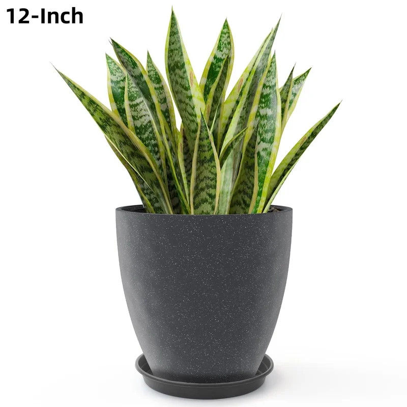 DUNCHATY 12" Heavy Duty Garden Planter Bundle – Thickened Plastic Pot with Detachable Saucer & ... | Walmart (US)