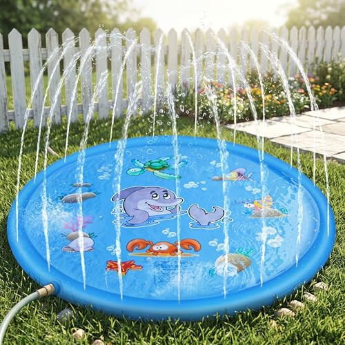 Splash Pad Outdoor Water Toys Sprinkler Play Mat, Inflatable Water Splash Pad Pool for Backyard Summer Fun | Amazon (US)