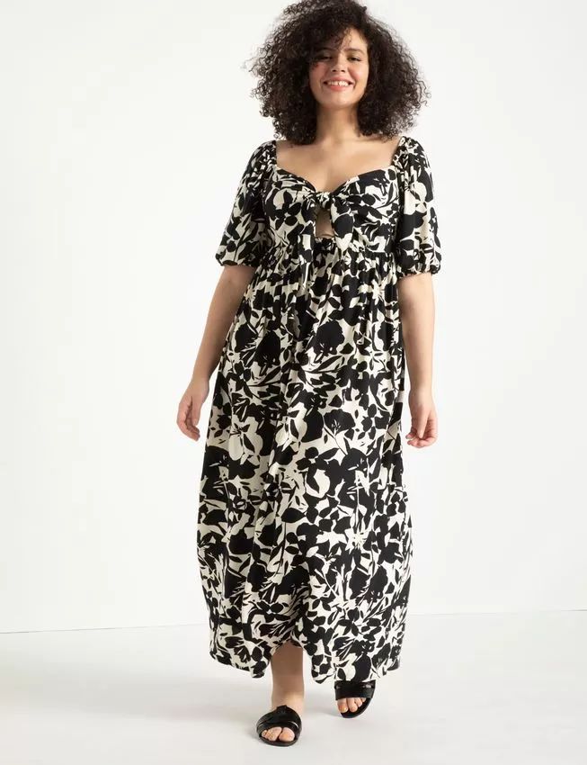 Tie Front Full Skirted Maxi Dress - Cut Out and Keep | Eloquii
