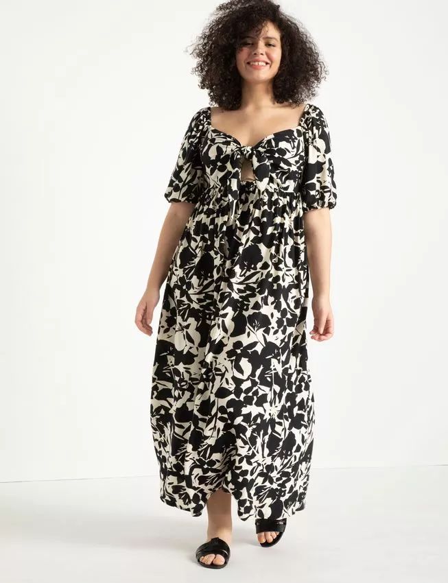 Tie Front Full Skirted Maxi Dress | Eloquii