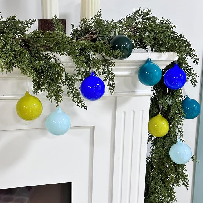 FoldTier 9pcs 3" Colorful Glass Ball Christmas Tree Ornament, Cool Color | Amazon (US)
